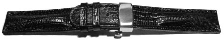 Bracelet montre échange rapide déployante papillon cuir Téju noir 18mm 20mm 22mm 24mm