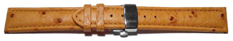 Bracelet montre échange rapide déployante papillon autruche véritable beige 18mm 20mm 22mm 24mm