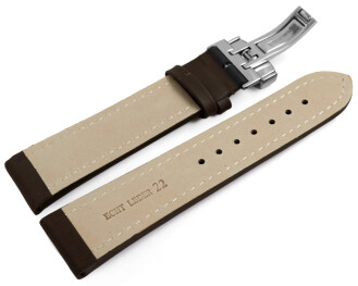 Bracelet montre échange rapide déployante cuir lisse rembourré marron foncé 18mm 20mm 22mm 24mm