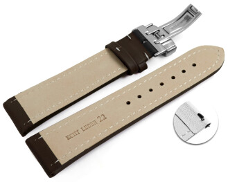 Bracelet montre échange rapide déployante cuir lisse rembourré marron foncé wN 18mm 20mm 22mm 24mm