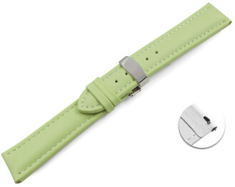 Bracelet montre échange rapide déployante cuir lisse rembourré pistache wN 18mm 20mm 22mm 24mm