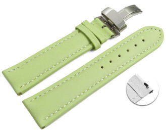 Bracelet montre échange rapide déployante cuir lisse rembourré pistache wN 18mm 20mm 22mm 24mm