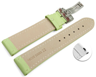 Bracelet montre échange rapide déployante cuir lisse rembourré pistache wN 18mm 20mm 22mm 24mm