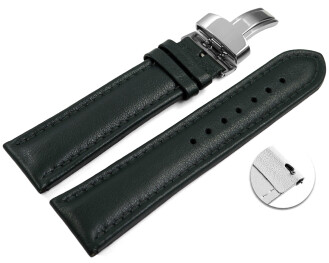 Bracelet montre échange rapide déployante cuir lisse rembourré vert foncé 18mm 20mm 22mm 24mm