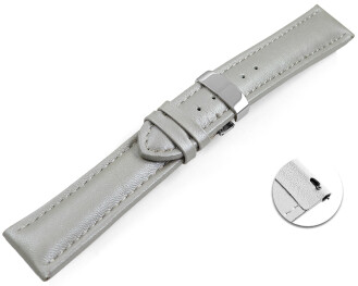 Bracelet montre échange rapide déployante cuir lisse rembourré gris clair 18mm 20mm 22mm 24mm