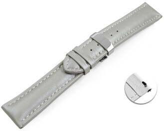 Bracelet montre échange rapide déployante cuir lisse rembourré gris clair wN 18mm 20mm 22mm 24mm