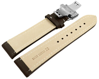 Bracelet montre déployante papillon cuir lisse marron foncé wN 18mm 20mm 22mm 24mm 26mm 28mm