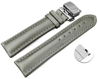 Bracelet montre échange rapide déployante papillon cuir lisse gris foncé wN 18mm 20mm 22mm 24mm 26mm 28mm
