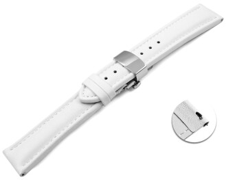 Bracelet montre échange rapide déployante papillon cuir lisse blanc 18mm 20mm 22mm 24mm 26mm 28mm