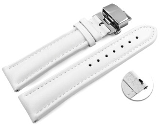 Bracelet montre échange rapide déployante papillon cuir lisse blanc 18mm 20mm 22mm 24mm 26mm 28mm