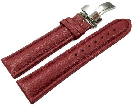 Bracelet de montre cuir de veau grainé bordeaux...