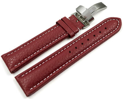Bracelet de montre cuir de veau grainé bordeaux...