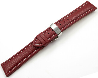 Bracelet de montre cuir de veau grainé bordeaux 18mm 20mm 22mm 24mm