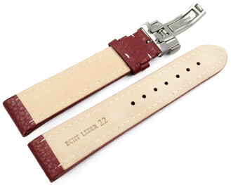 Bracelet de montre cuir de veau grainé bordeaux 18mm 20mm 22mm 24mm