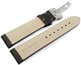 Bracelet de montre cuir de veau grainé brun foncé 18mm 20mm 22mm 24mm