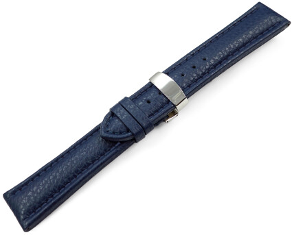 Bracelet de montre cuir de veau grainé bleu foncé  TiT 18mm 20mm 22mm 24mm