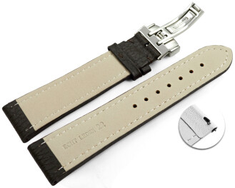 Bracelet de montre échange rapide déployante cuir de veau grainé brun foncé TiT 18mm 20mm 22mm 24mm