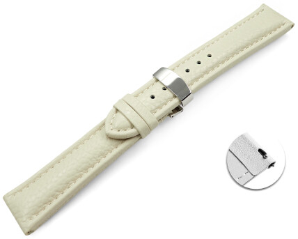 Bracelet de montre échange rapide déployante cuir de veau grainé crème 18mm 20mm 22mm 24mm