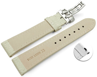 Bracelet de montre échange rapide déployante cuir de veau grainé crème 18mm 20mm 22mm 24mm