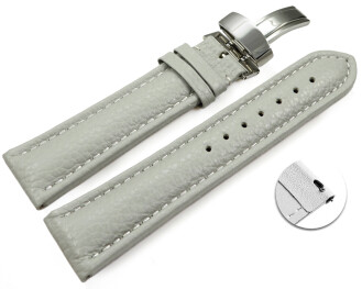 Bracelet de montre échange rapide déployante cuir de veau grainé gris 18mm 20mm 22mm 24mm