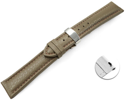 Bracelet de montre échange rapide déployante cuir de veau grainé Taupe TiT 18mm 20mm 22mm 24mm
