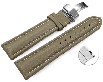 Bracelet de montre échange rapide déployante cuir de veau grainé Taupe 18mm 20mm 22mm 24mm