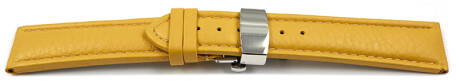Bracelet montre déployante papillon cuir de veau grainé jaune TiT 18mm 20mm 22mm 24mm 26mm 28mm