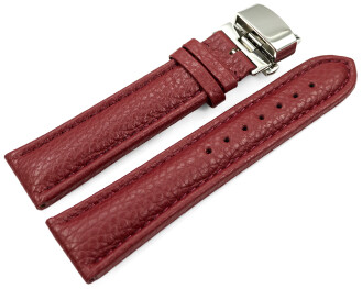 Bracelet montre déployante papillon cuir de veau grainé bordeaux TiT 18mm 20mm 22mm 24mm 26mm 28mm