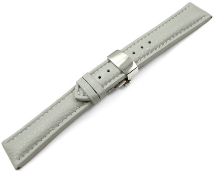 Bracelet montre déployante papillon cuir de veau grainé gris TiT 18mm 20mm 22mm 24mm 26mm 28mm