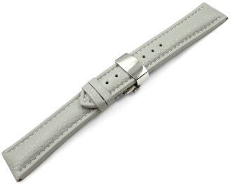 Bracelet montre déployante papillon cuir de veau grainé gris TiT 18mm 20mm 22mm 24mm 26mm 28mm
