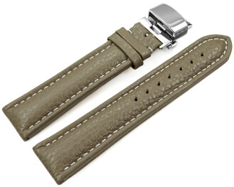 Bracelet montre déployante papillon cuir de veau grainé Taupe 18mm 20mm 22mm 24mm 26mm 28mm