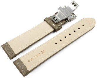 Bracelet montre déployante papillon cuir de veau grainé Taupe 18mm 20mm 22mm 24mm 26mm 28mm