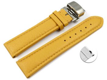 Bracelet montre échange rapide papillon cuir grainé jaune TiT 18mm 20mm 22mm 24mm 26mm 28mm