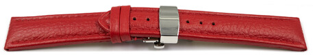 Bracelet montre échange rapide papillon cuir grainé rouge TiT 18mm 20mm 22mm 24mm 26mm 28mm