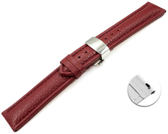 Bracelet montre échange rapide papillon cuir grainé bordeaux TiT 18mm 20mm 22mm 24mm 26mm 28mm