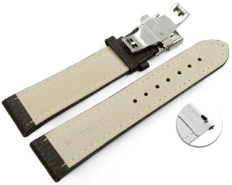 Bracelet montre échange rapide papillon cuir grainé brun foncé TiT 18mm 20mm 22mm 24mm 26mm 28mm