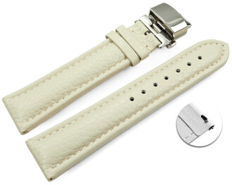 Bracelet montre échange rapide papillon cuir grainé Creme TiT 18mm 20mm 22mm 24mm 26mm 28mm