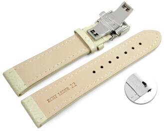 Bracelet montre échange rapide papillon cuir grainé Creme TiT 18mm 20mm 22mm 24mm 26mm 28mm