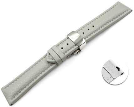 Bracelet montre échange rapide papillon cuir grainé gris TiT 18mm 20mm 22mm 24mm 26mm 28mm