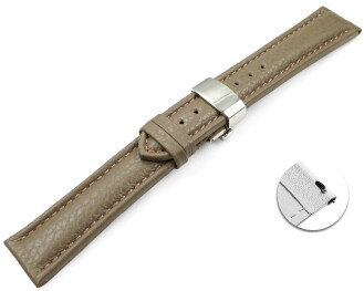 Bracelet montre échange rapide papillon cuir grainé Taupe TiT 18mm 20mm 22mm 24mm 26mm 28mm