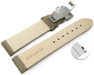 Bracelet montre échange rapide papillon cuir grainé Taupe TiT 18mm 20mm 22mm 24mm 26mm 28mm
