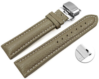 Bracelet montre échange rapide papillon cuir grainé Taupe 18mm 20mm 22mm 24mm 26mm 28mm
