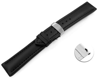 Bracelet montre échange rapide VEGAN fermoir déployant grain noir rembourré 18mm 20mm 22mm 24mm