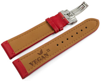 Bracelet montre VEGAN en grain rouge rembourré...