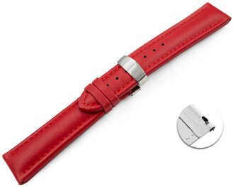 Bracelet montre échange rapide VEGAN fermoir déployant grain rouge rembourré 18mm 20mm 22mm 24mm
