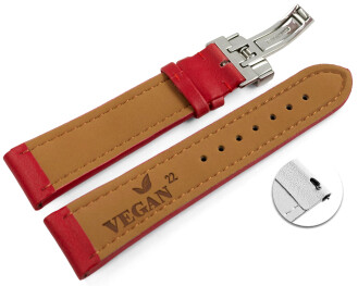 Bracelet montre échange rapide VEGAN fermoir déployant grain rouge rembourré 18mm 20mm 22mm 24mm