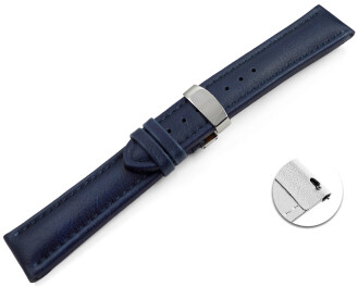 Bracelet montre échange rapide VEGAN fermoir déployant grain bleu rembourré 18mm 20mm 22mm 24mm