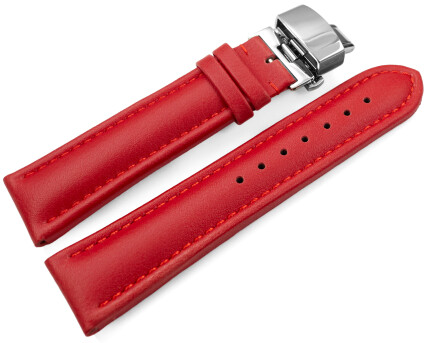 Bracelet montre VEGAN en grain rouge rembourré...