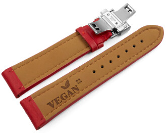 Bracelet montre VEGAN en grain rouge rembourré déployant papillon 18mm 20mm 22mm 24mm
