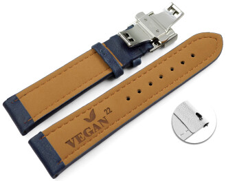 Bracelet montre changement rapide VEGAN en grain bleu rembourré déployant papillon 18mm 20mm 22mm 24mm